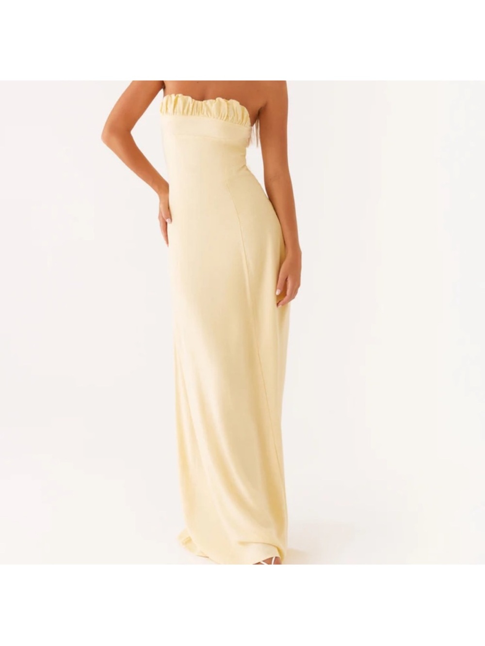 Peppermayo Strapless Ruffle Bandeau Maxi Dress - Cream